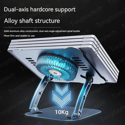 Universal Adjustable Alloy Tablet and Laptop Stand with Cooling Fan