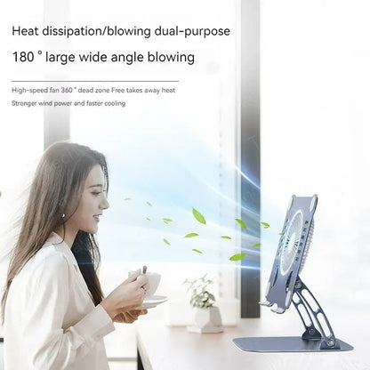 Universal Adjustable Alloy Tablet and Laptop Stand with Cooling Fan