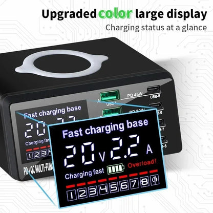 110W  9 In 1 USB PD Charger Adapter, Wireless Charging Station