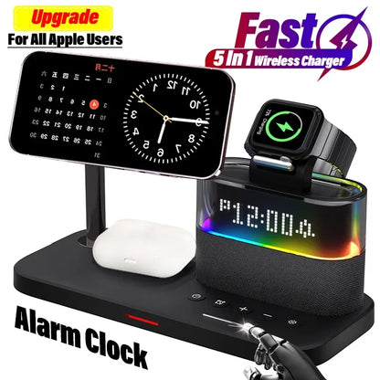 30W  Stylish Magnetic Wireless Charger Stand With Digital Alarm Clock