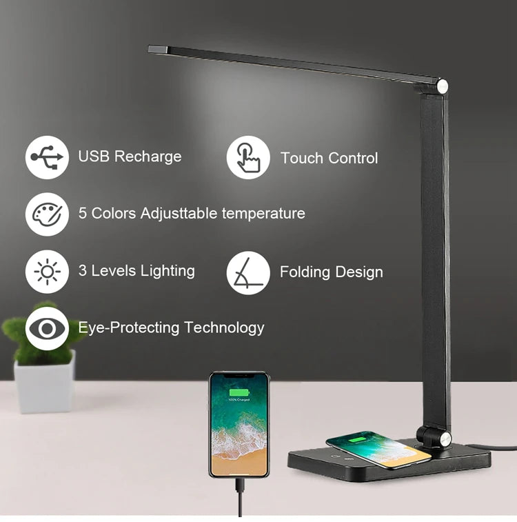 LED Table Lamp With Wireless Charging