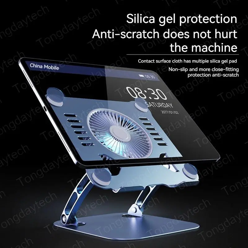 Universal Adjustable Alloy Tablet and Laptop Stand with Cooling Fan