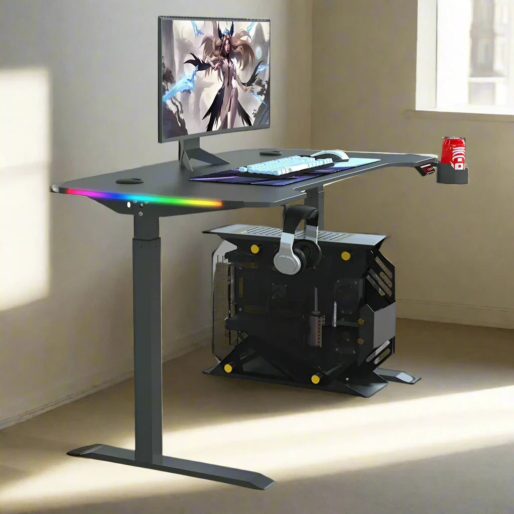 BEISIJIE 65" Professional RGB LED Electric Height Adjustable Gaming Desk