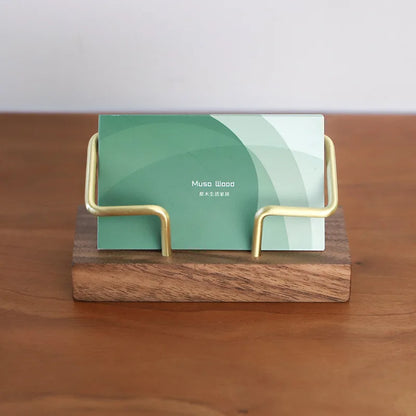 Wooden Desk Business Card Holder and Organizer
