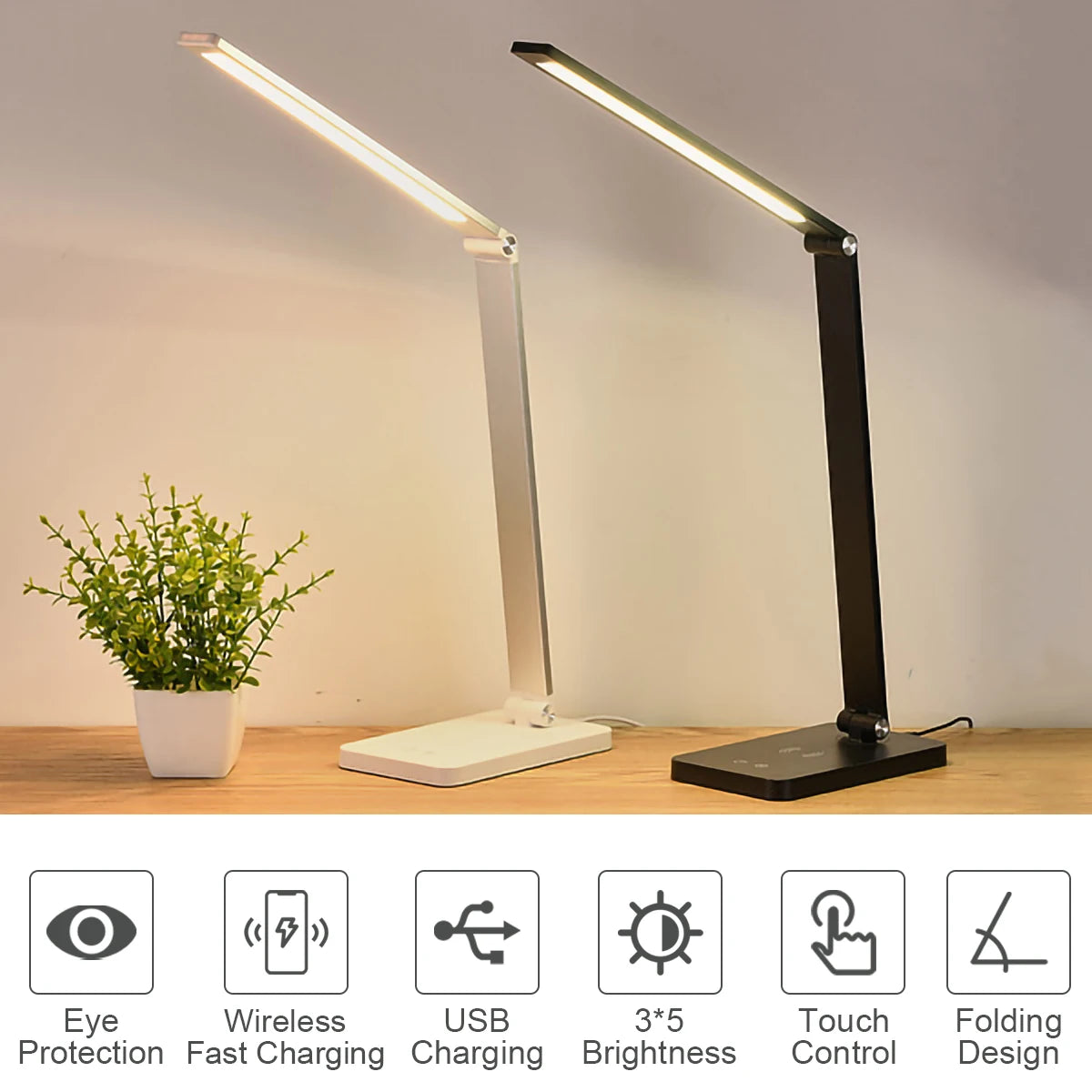 LED Table Lamp With Wireless Charging