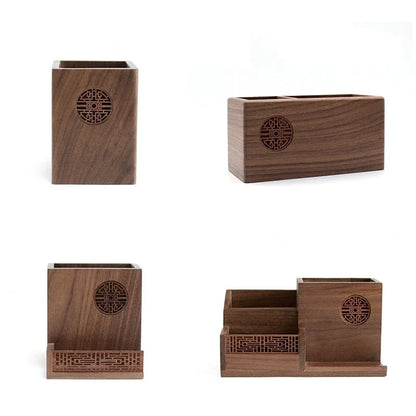 Japanese Black Walnut Wooden Pen Holder