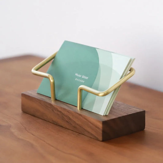 Wooden Desk Business Card Holder and Organizer