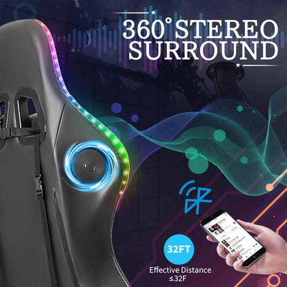 ErgoLux RGB Gaming Recliner with Bluetooth Speakers and Two Point Massage