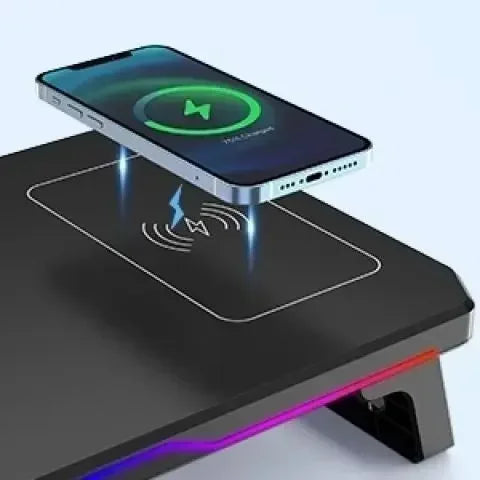 TESSAN Monitor Stand with USB Hub, 15W Wireless Charging Strip, RGB Lighting, and Type-C Output