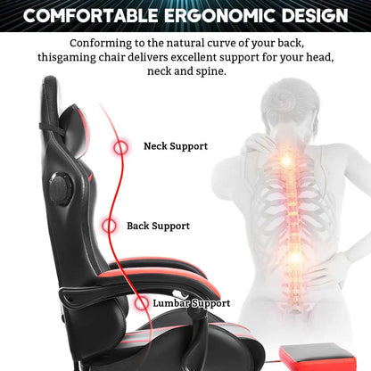 ErgoLux RGB Gaming Recliner with Bluetooth Speakers and Two Point Massage