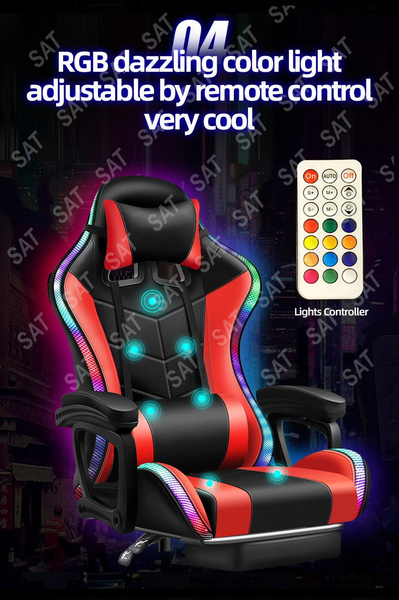 Gaming Chair With RGB, 7 Point Massage And Bluetooth Speakers