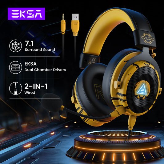 EKSA E900 Pro Upgraded Gaming Headset 7.1 Surround Wired Headphones with Noise Cancelling & Microphones