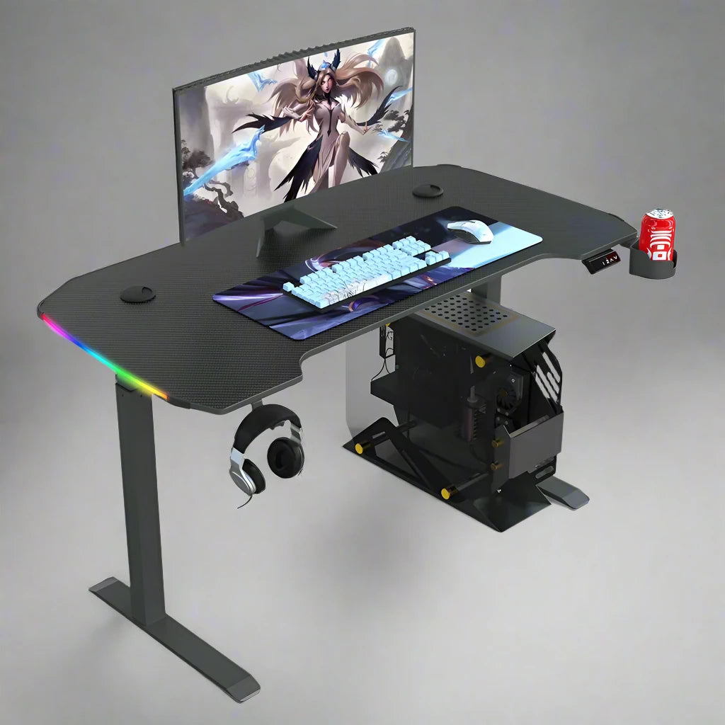 BEISIJIE 65" Professional RGB LED Electric Height Adjustable Gaming Desk