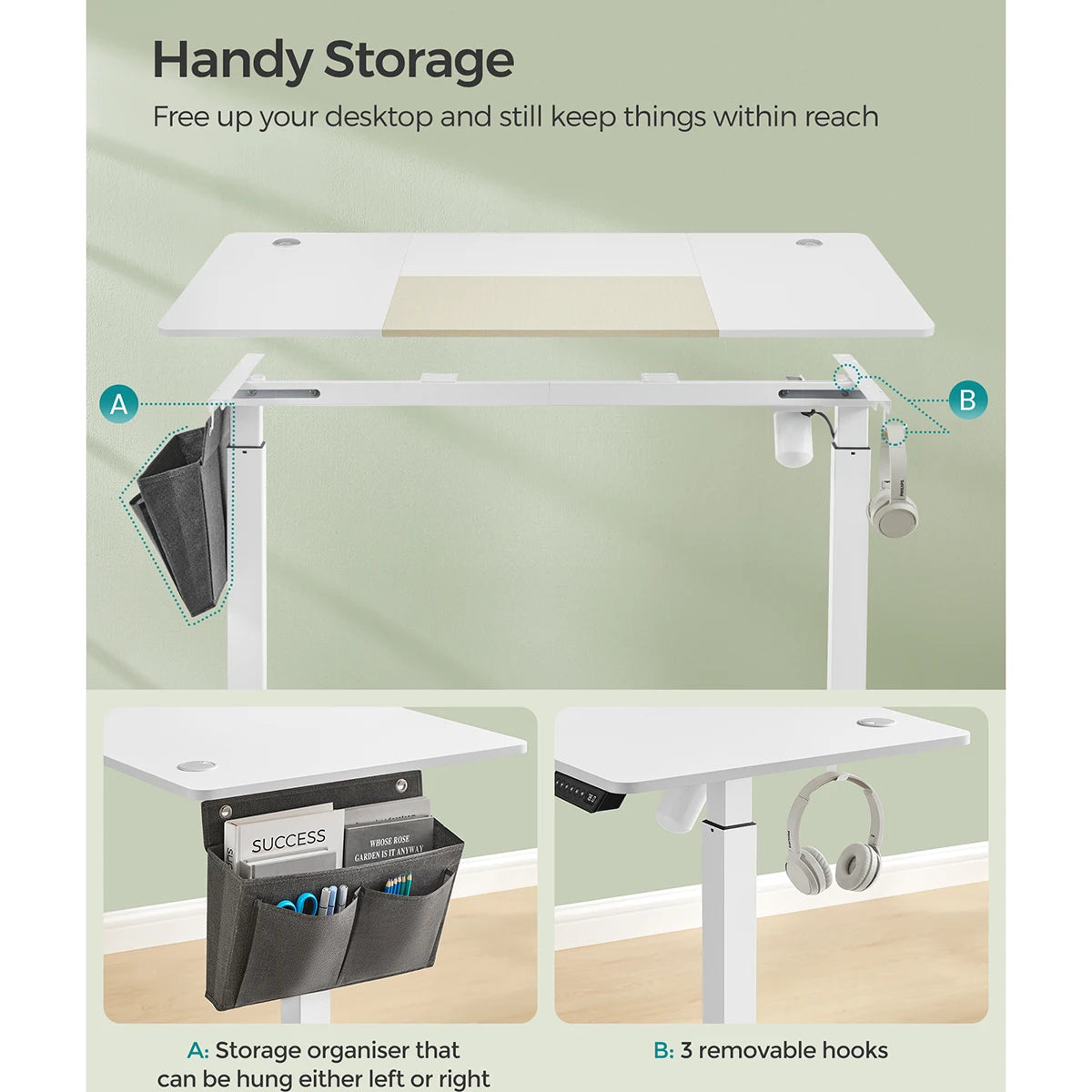 SONGMICS 60x140 Luxurious Adjustable Electric Office Standing Desk