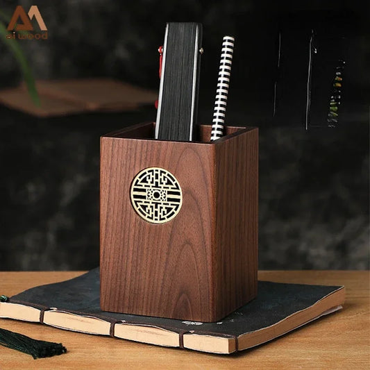 Japanese Black Walnut Wooden Pen Holder