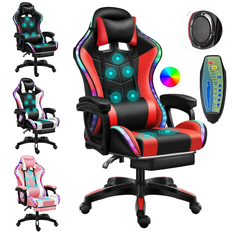 Gaming Chair With RGB, 7 Point Massage And Bluetooth Speakers