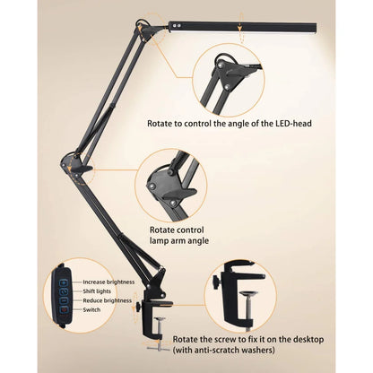 Eye-Caring LED Desk Lamp with Clamp