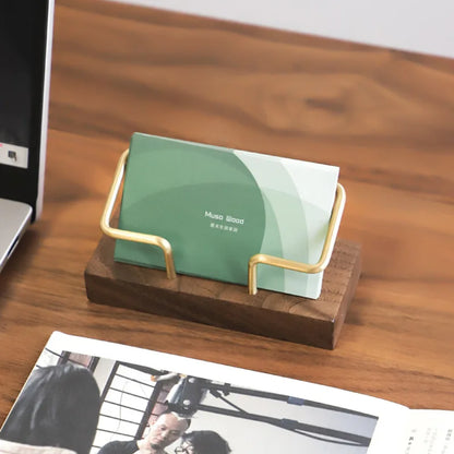 Wooden Desk Business Card Holder and Organizer