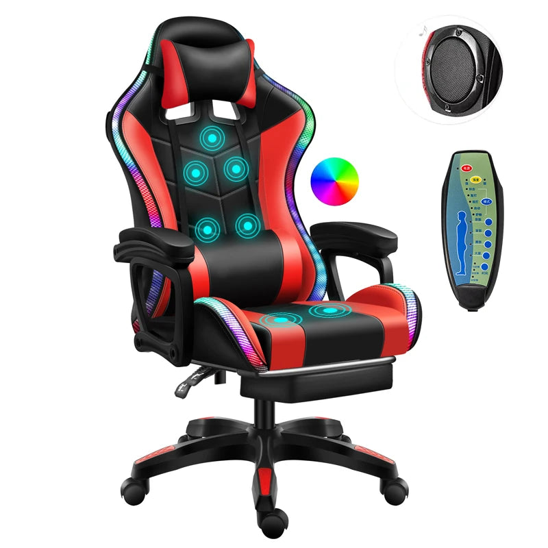 Gaming Chair With RGB, 7 Point Massage And Bluetooth Speakers