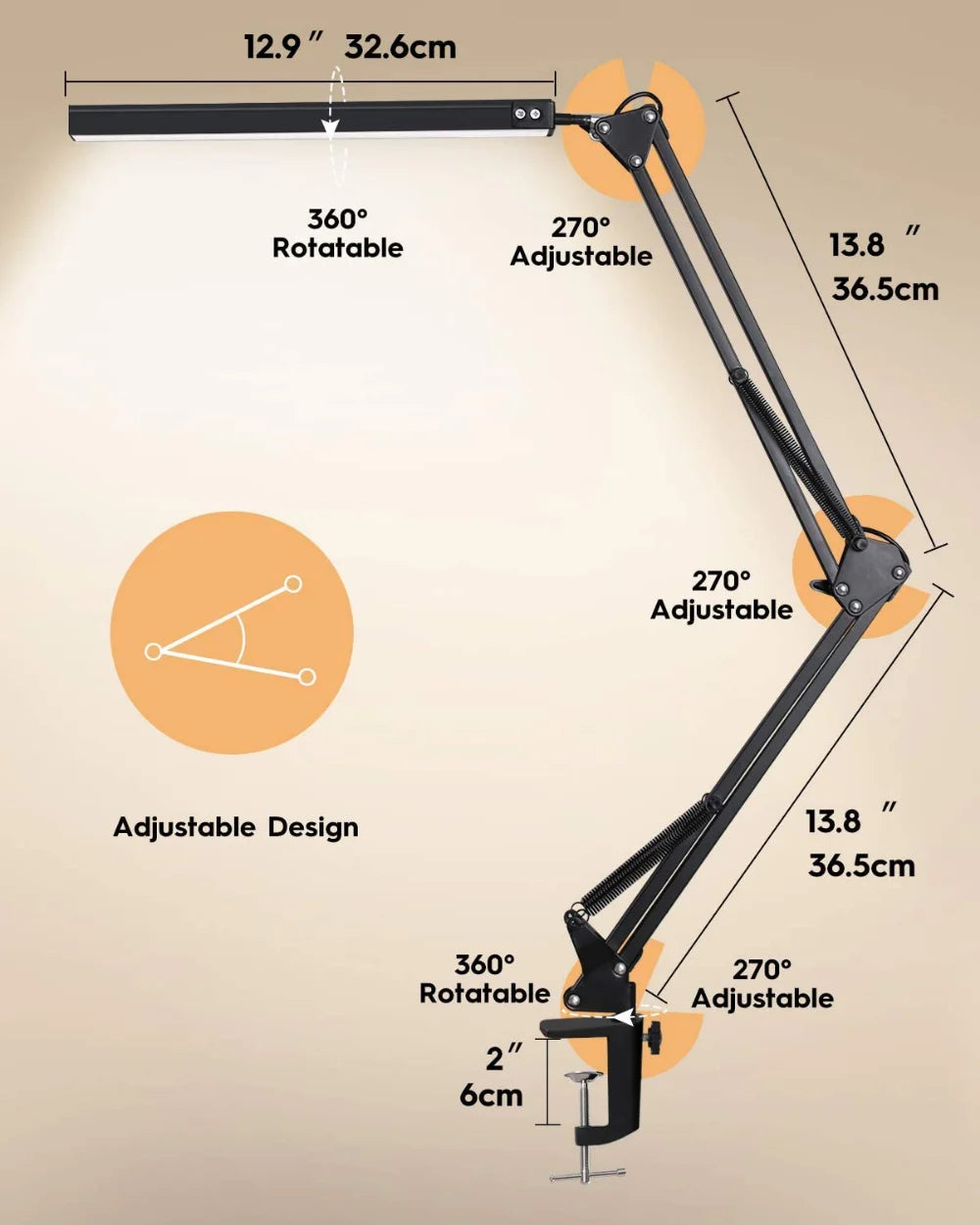 Eye-Caring LED Desk Lamp with Clamp