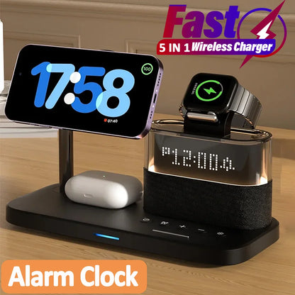 30W  Stylish Magnetic Wireless Charger Stand With Digital Alarm Clock