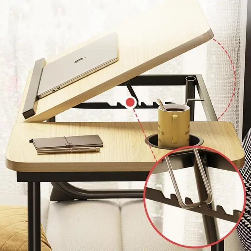 Portable Foldable Laptop Stand and Desk with Adjustable Height and Cup Holder